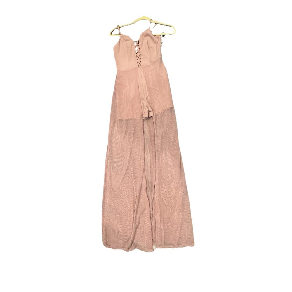 Shorts Romper With Mesh Dress , Mauve Pink Cross Cross Chest Detail New Small